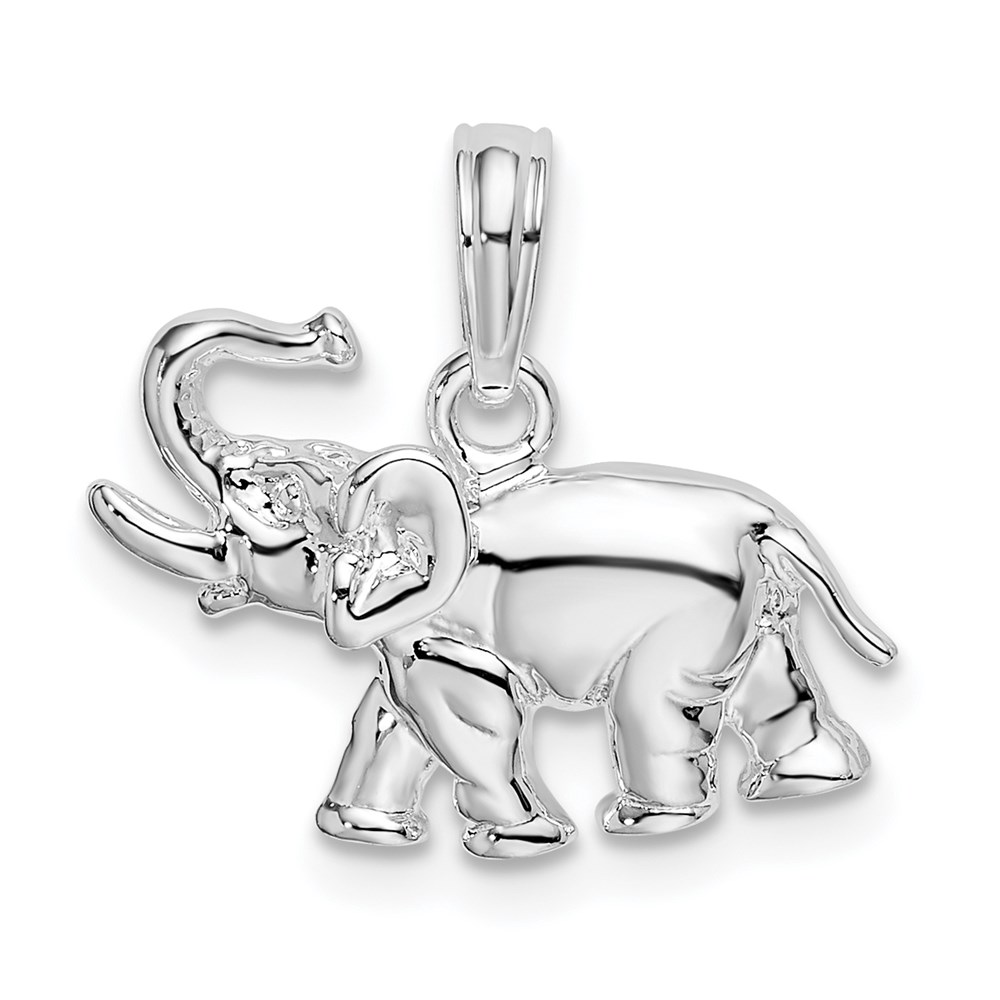 925 Sterling Silver Rhodium-Plated Polished Elephant Necklace Charm Pendant 54$